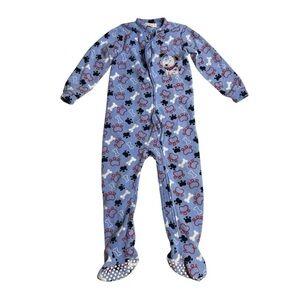 Charming Blue Cartoon Print Fleece Kids Footie